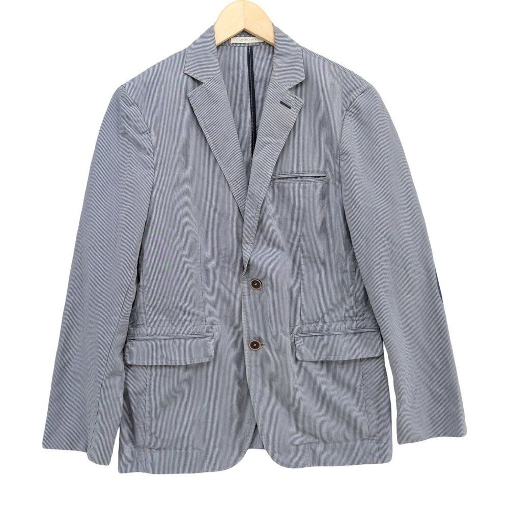AC Arturo Calle Striped Blazer Mens Blue White Cotton 2 Button Jacket Size M